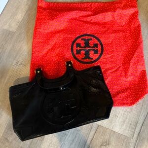 Tory Burch black patent leather bag/purse size medium